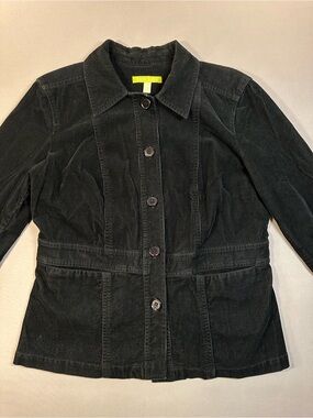 Sigrid Olsen Corduroy Button-Down Blazer Jacket, Black - Womens Petite 10